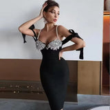 Hot Shiny Water Drill Nail Beaded Bow Tie Dress Exquisite Gorgeous Bandage
