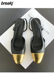 Elegant Mixed Color Slingback Sandals Women Elastic Band Back Strap Flat Ballet New Design Shoes Brand Mule Office