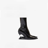 Breakj Metal High-Heeling Hollow Tusk Giant Tooth Tiger Tooth Alien And Knitted Elastic Short Boots Socks Women's
