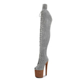 Peep Toe Boots Pole Dance Boots Stripper High Heels Women Sexy Show Shoes Party Club 20 CM Heels Platform ZIP Lace-Up