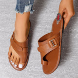 Large-Size Sleeve Flat-Bottom Slippers Women Buckle Retro Wearing Beach Cool Slippers