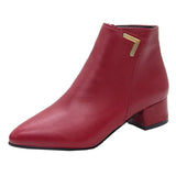 Boots Women Fall 2023 New Frosted PU Heel Ankle Boots Color Martin Boots Thick Heel Pointed Women's