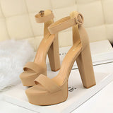 Breakj Thick Heel Super Skinny High Heels Sexy Nightclub Women's Shoes Waterproof Table Open Toe