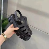 Breakj The Summer Of 2025, The New Large-Size Thick-Bottomed Hollow Waterproof Table Woven Retro Roman Baotou Sandals