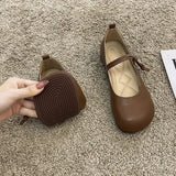Mary Jane Shoes Flat Soles Women's Shoes 2024 Autumn New Round Head Lovely Small Leisure Leather Shoes Women's