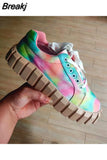 Women's Vulcanized Shoes 2023 Canvas Round Toe Flat Shoes Of Women's Lace Up Sneakers Plus Size Casual Women Platform