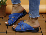 Breakj Bow Slope And Flat-Bottomed Cool Slippers 2025 New Solid-Color Fish Mouth Hollow Hole