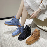 2025 New Esopaline With Short Boots Female Western Cowboy Velvet Tute Tatry Tatry Flat