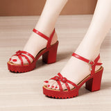 Thick-Heeled Sandals For Women's 2023 Summer New Thick-Soled Waterproof Platform With Large Size 4143100 Open-Toed
