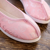 Breakj Shoes Round Head Woven Brocade Pure Color Jacquard Flat Shoes Spring And Summer Style Retro Ancient Style Cloth