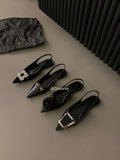 Flat Black Head Sandals Fairy Shoes 2023 New Spring And Summer Pointed Rhinestone Temperament Single