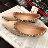 Breakj Temperament Small Fragrant Evening Wind Tip Single Shoes Women Shallow Mouth 2025 New Spring And Autumn Flat Bottom Shoes Rivet