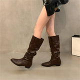 Breakj Coarse Heel Tip-Tap Pile Boots Long Boots Women's Shoes 2025 New Spring And Autumn Winter Mid-Skinny Knight