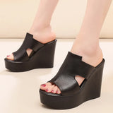 Breakj Hollow Waterproof Table Thick Bottom One-Word Drag High Slope And Fitting Room Slippers Soft Bottom Loose Cake 4243 Women Cold