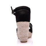 Queen Plus Size Bohemian Women Sandals Ankle Strap Straw Platform Wedges Female Shoes Flock High