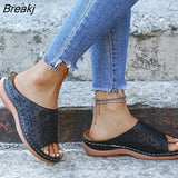 2021 Women's Open Toe Orthopedic Sandals Non-slip Leather Platform Retro Shoes Casual High Quality Platform