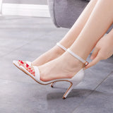 Breakj Cm Light Mouth With High-Heeled Sandals White Light Sandals Fine Heel Fish Mouth Wedding Dress Wedding