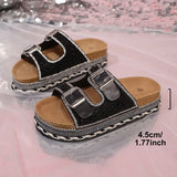 Breakj Buckle Drill Thick Bottom Slippers 2025 Summer New Lady Large Size Beach Cold