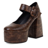 Female Mary Janes Pumps Large Size 48 Buckle High Heel Shallow Platform Fashion Elegant Trendy Spring Shoes For