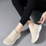 Women's Casual Vulcanized Shoes Fashion Mesh Elastic Knitted Sneakers Women Flat Ladies Slip on Female Footwear Feminino