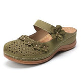 Breakj Burst Summer Cave Shoes Women Retro Comfortable Slope With Slippers Round Head Soft Leisure Flowers Women Cool
