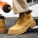 Breakj Yellow Boots British Cargo Martin Boots Men's Ankle Boots 2024 Spring And Autumn Single Boots Platform Versatile Hiking Boots
