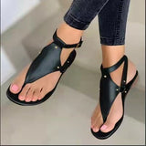 New Large Size Sandals Female Flat Toe Human Type Flat Sandals Perennial