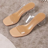 Breakj New Female Drag Fairy Outside The Wind Wearing Crystal Heel Fashion Shoes Transparent Word With High Heels Coarse
