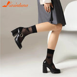 Heels Mary Jeans Pumps 2023 Summer Fashion Ankle Buckle round Toe Women Pumps Elegant Comfy Walking Pumps Plus Size