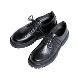 Breakj Wind Ins Black Small Leather Shoes Male Vintage Students Big Head Shoes Fashion Korean Version Of The Platform Men's Shoes