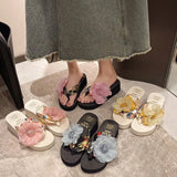 Breakj Beach Slippers Women 2025 Summer New Slope And Toe Flowers Cold