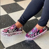 Printing Loafer Woman Snake Pattern Vulcanized Women's Casual Sneakers Female Slip On Flat Platform Ladies Walking