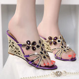 The Summer Of 2024, A New Style With Diamond Sandals, Women's Slope Heels, Elegant Temperament, Sexy Crystal