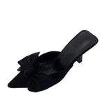 Size Pointed Head High With Slippers Female Summer New Fashion With Bow Cloth Face Wearing Slippers