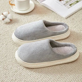 Thicken Warm Plush Home Slippers Women Thick Sole Solid Color Indoor Couple Cotton Shoes Soft Comfy Fuzzy Slippers