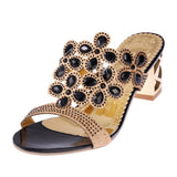 Summer New Style High With Rhinestone Cool Slippers Sexy A Word Lady Thick With Slippers 41