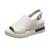 Breakj Sandals Women 2025 New Summer Korean Version Of Leisure After-A-Air Buckle With Thick Bottom Slope And High Heel