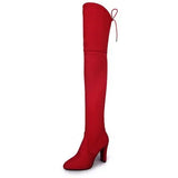 NEW Sexy Party Boots Fashion Suede Leather Shoes Women Over The Knee Heels Boots Stretch Flock Winter High Botas