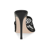 Large-Size Black Fishnet Sexy High-Heeled Muller Tipped High-Heeled
