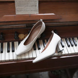 Production Of Full Leather High Heels Female 2023 Early Autumn New Soft Leather Thick Heel Working Shoes Pointed Head Korean Women's