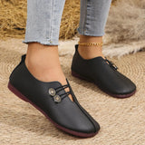 Breakj Summer And Autumn New Soft Leather Flat Soles Women's Round Head Shallow One-Foot Pedal Large Size Women's