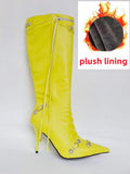 New Women's Boots Pointed Toe High-heeled Boots Paris Fashion Knee-high Boots European and American Party
