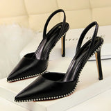Breakj Sexy Nightclub Look Thin With Suede Shallow Hollow Back Trip Belt Rivevet Pointed Women's