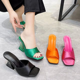 New Style 43 Large Size Women's Shoes Casual Cloth Face A Word Shaped Transparent Thick With High Heel Slipper