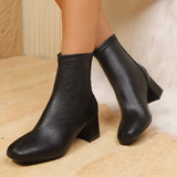 Breakj 2025 New Thick And Short Boots Women's High-Sleet Single Boots French Fashion Casual Models Coarse And Naked