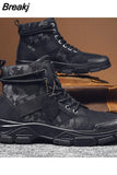 Shoes for Men 2023 Spring Fashion Lace Up Outdoor Male Booties Platform Desert Military Boots New Men's Ankle