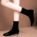 Fashion Boots 2024 New Fashion Thin Velvet Ankle Boots Water Drill Front