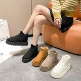 Breakj Autumn And Winter New Women's Thick Snow Boots Cotton Shoes Warm Plus Velvet Round Head Jacket Cotton Boots