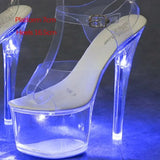 34-43 Nightclub LED Light High Heels Sandals Luminous Shoes Catwalk Pole Dancing Shoes Crystal Clear Platform