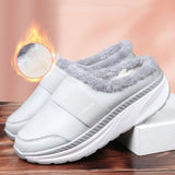 Warm Plush Couple Slippers Women Non-slip Platform Wedge Shoes of Women Waterproof Soft Home Wedges Ladies Cotton